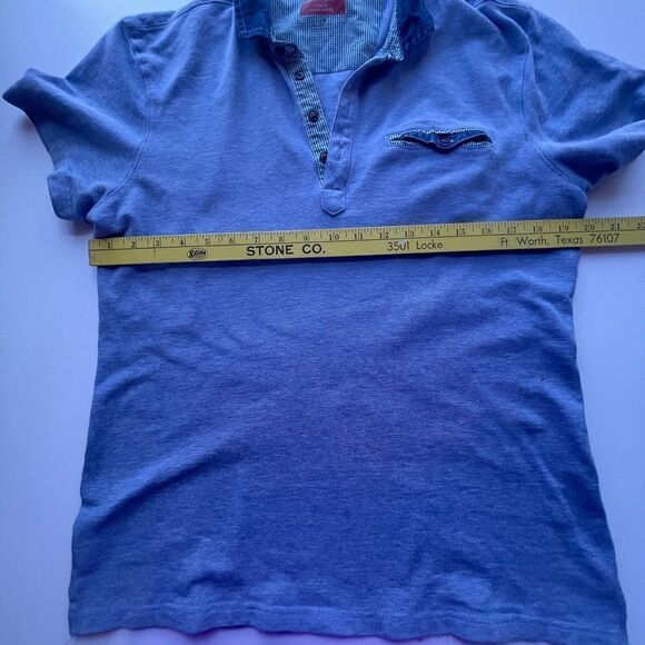 Saks Fifth‎ Avenue Trim Fit, Short Sleeve Collared Knit Top, Large - Picture 7 of 9